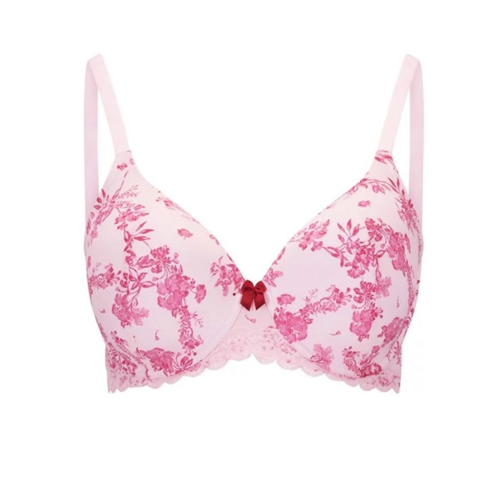 Adore Me Nare Pink Lace Trimmed Contour Plus Bra